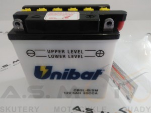Akumulator Unibat 12V5AH CB5L-B/SM obsługowy PRAWY plus + kaucja 30 zł