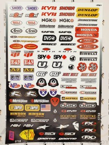 Naklejki SHOEI, DUNLOP, MONSTER duży arkusz różne marki  