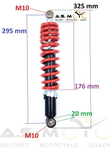 Amortyzator tylny Quad ATV 110, 125 290mm czerwony