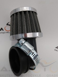 Filtr powietrza stożkowy uniwersalany o średnicy 38 mm kąt 90 stopni chrom