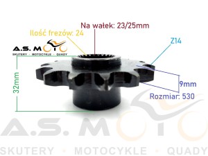 Zębatka zdawcza przednia 530 14 zębów Quad ATV 150, 200, 250 Hummer