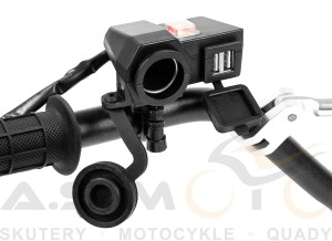Gniazdo zapalniczki podwójne USB DC 12-24V, DC 5V/2.1A motocykl, quad ATV, skuter