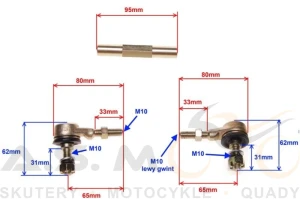 Drążek kierowniczy z końcówkami Quad ATV 70, 90, 110, 125 Mini ATV, E-ATV