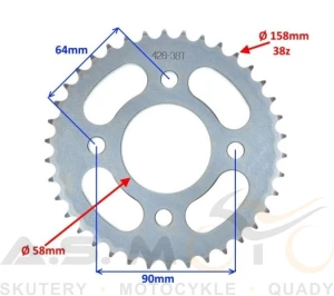 ZĘBATKA TYLNA DO ROMET R125 / R150 z38 428 TYŁ