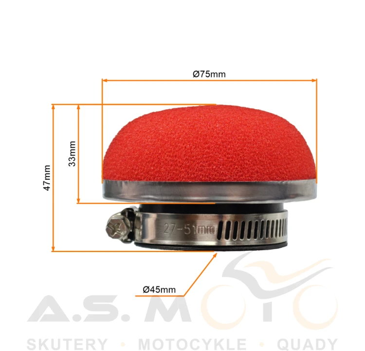 FILTR POWIETRZA GĄBKOWY OKRĄGŁY 45mm CZERWONY PITBIKE CROSS ATV (2).png