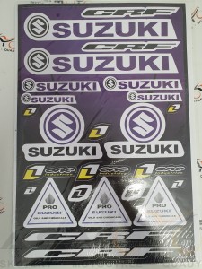 Naklejka SUZUKI duży arkusz CRF logo fioletowo-czarna 