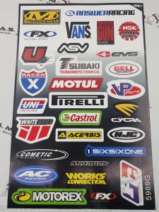 Naklejki Motul, Bell, Pirelli, Castrol duży arkusz różne marki