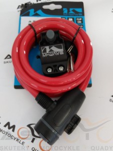 Zamknięcie rowerowe spirala na kluczyk 10x1800mm CZERWONE