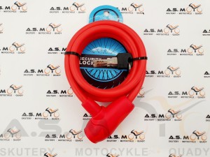 Zamknięcie zabezpieczenie zapięcie rowerowe czerwone 150cm