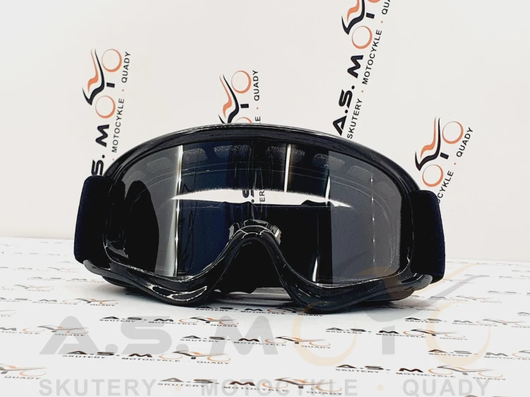 Gogle motocyklowe do kasków dziecięcych Quad Cross KXD Pro czarny połysk
