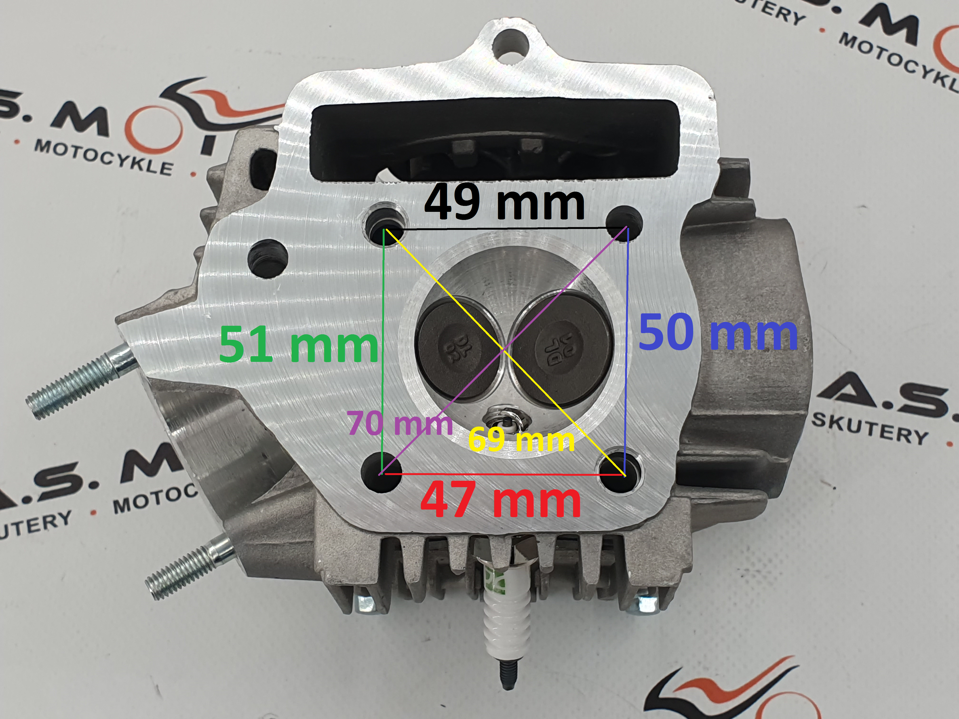 cylinder głowica motorowery 50 4T tuning 70 a.s.moto