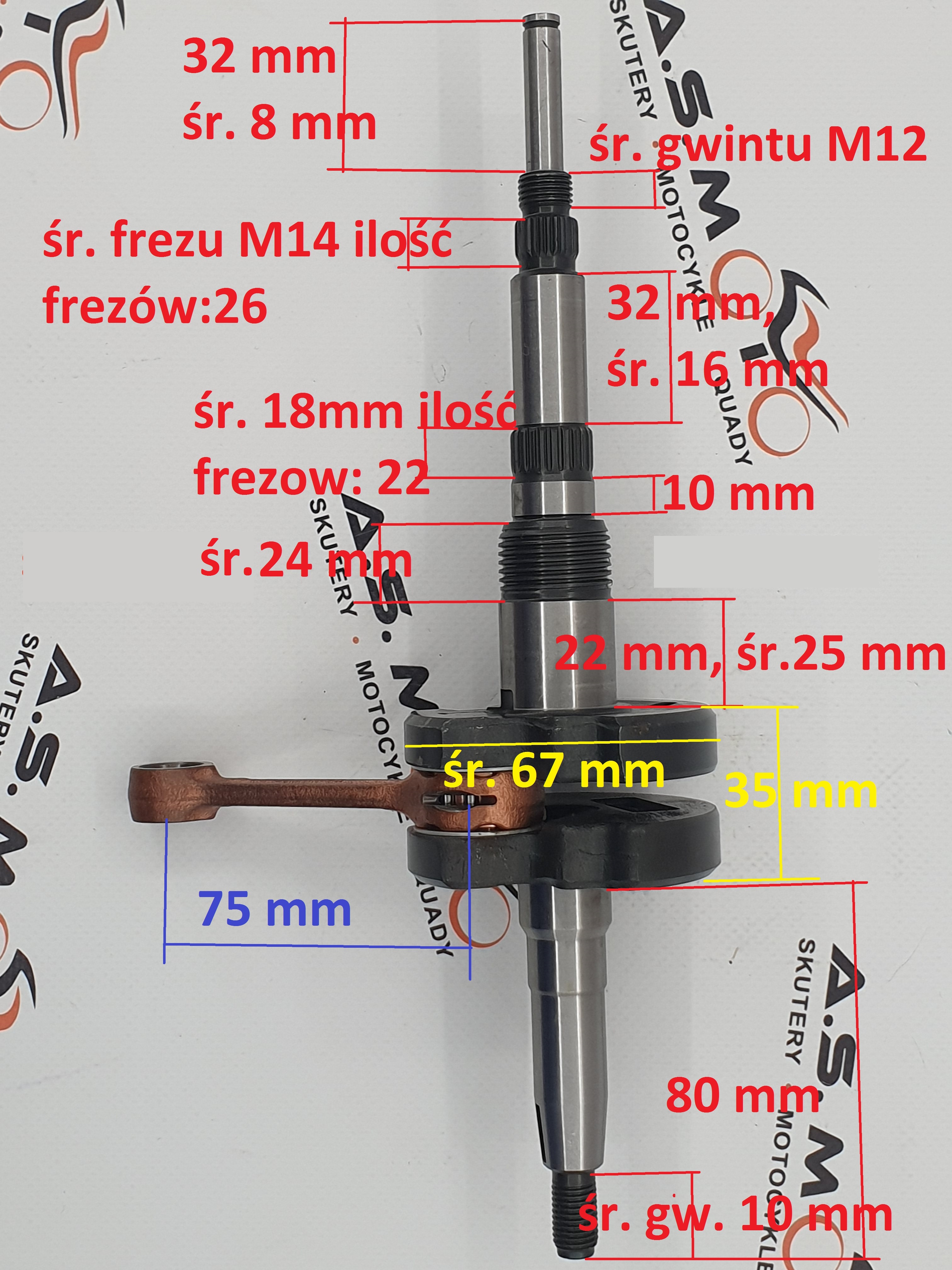 wał korbowy suzuki adress 50 2t