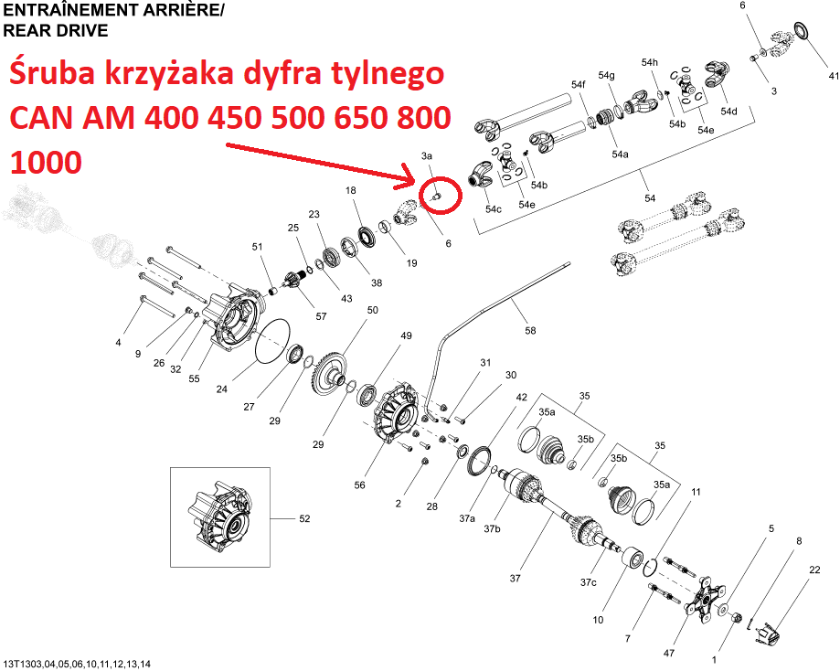 śruba canam krzyżaka dyfra tylnego